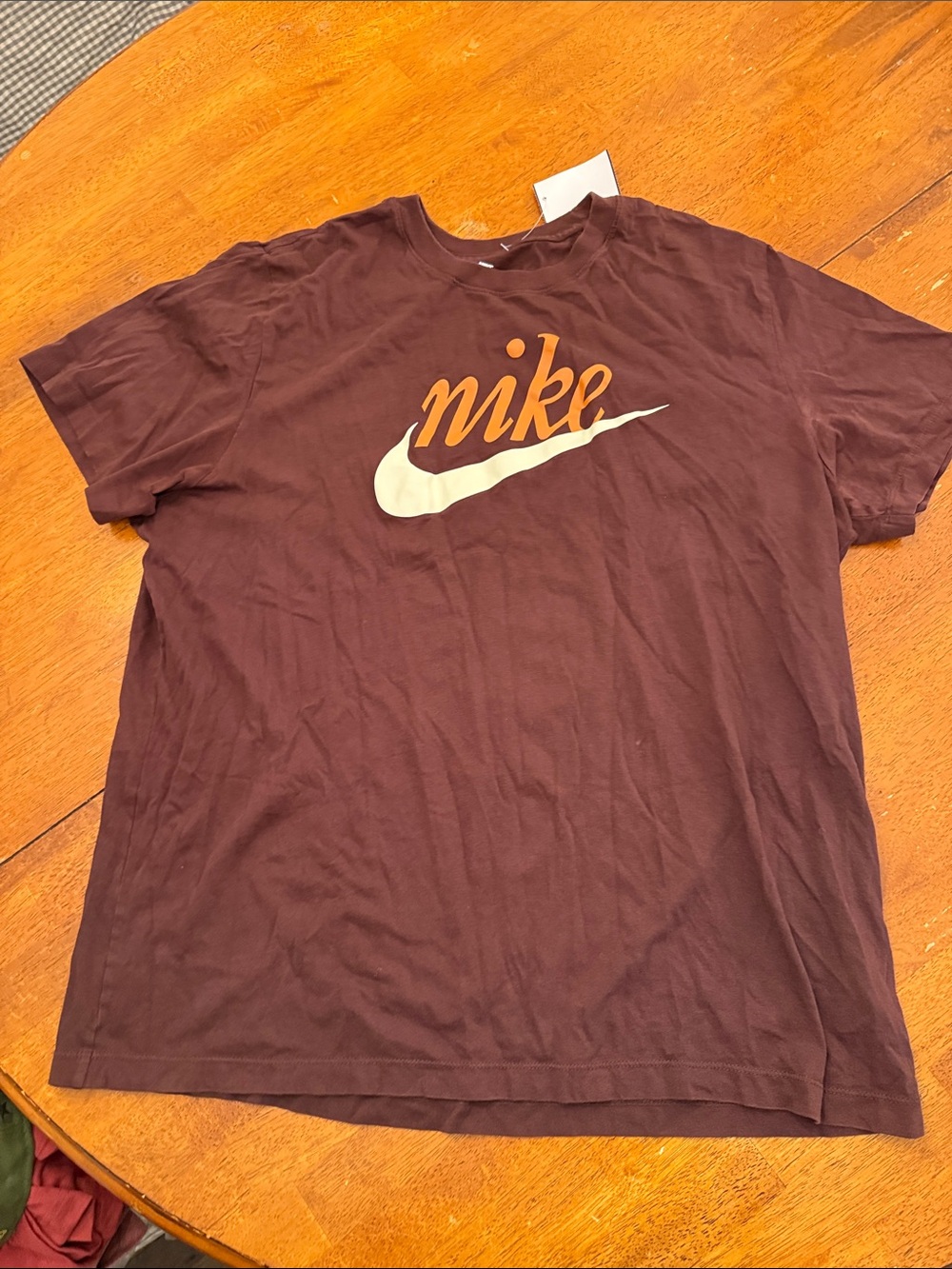 Nike Sportswear Script Swoosh Logo T-Shirt Brown Mens XL DZ3279-657